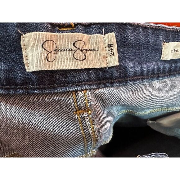 Jessica Simpson Mika Best Friend Jeans 24W Blue Distressed Plus Size Denim - Picture 6 of 8